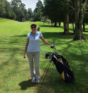 Clara on golf course